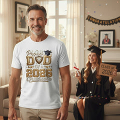Proud Dad Of A 2026 Graduate Graphic T-Shirt Cotton Men's Casual Commemorative Wear