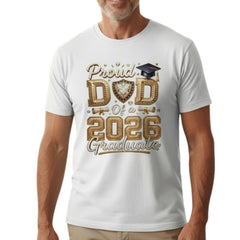 Proud Dad Of A 2026 Graduate Graphic T-Shirt Cotton Men's Casual Commemorative Wear