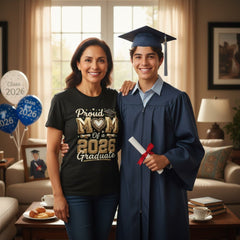 Proud Mom 2026 Graduate T-Shirt 100% Cotton Casual Top