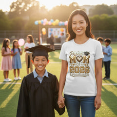 Proud Mom 2026 Graduate T-Shirt 100% Cotton Casual Top