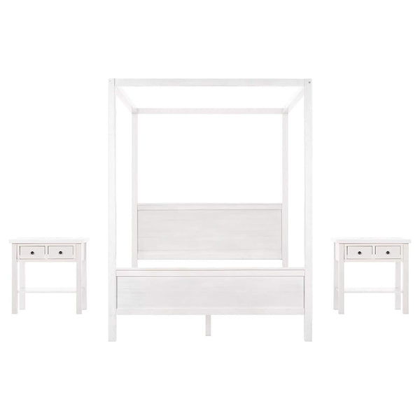 Queen Size Canopy Bed with 2 Nightstands