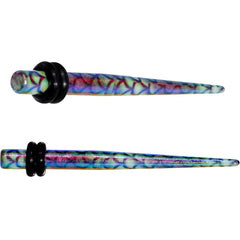 Rainbow Acrylic Mermaid Scale Straight Taper Set 14G to 12mm