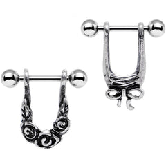 16G 3/8 Steel Beautiful Bow Flower Helix Cartilage Earring Set