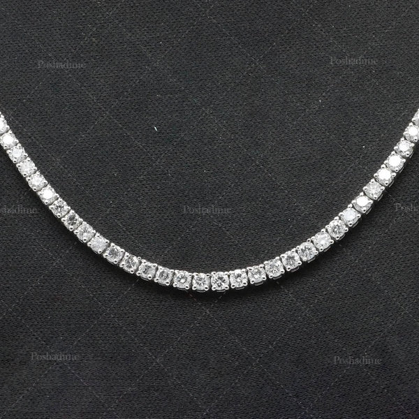 4.3CT Certified Round Lab Grown Diamond 18" Tennis Necklace Solid 14K White Gold