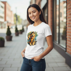 Stay Golden Retriever Graphic T-Shirt Cotton Women Casual Dog Lover Wear