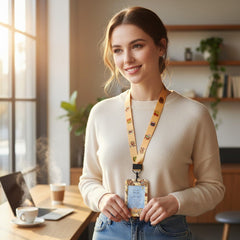 Student ID Badge Holder with Capybara Design and Lanyard
