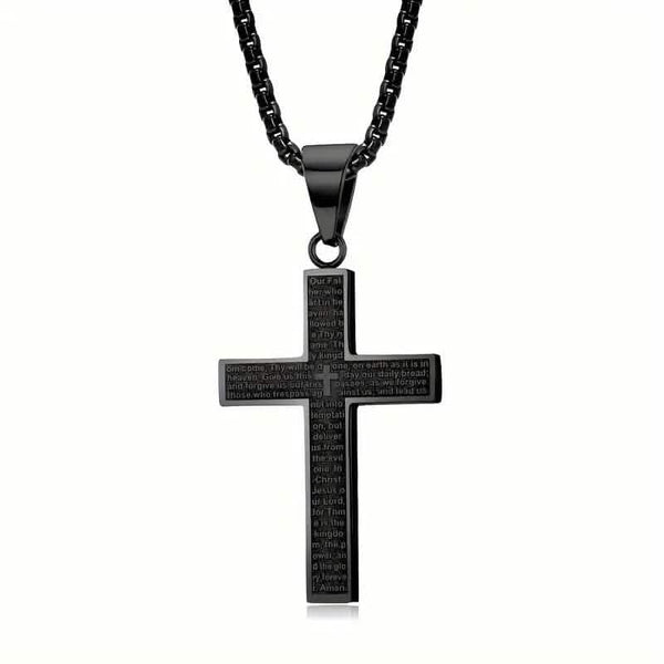 Titanium Steel Cross Prayer Pendant Necklace