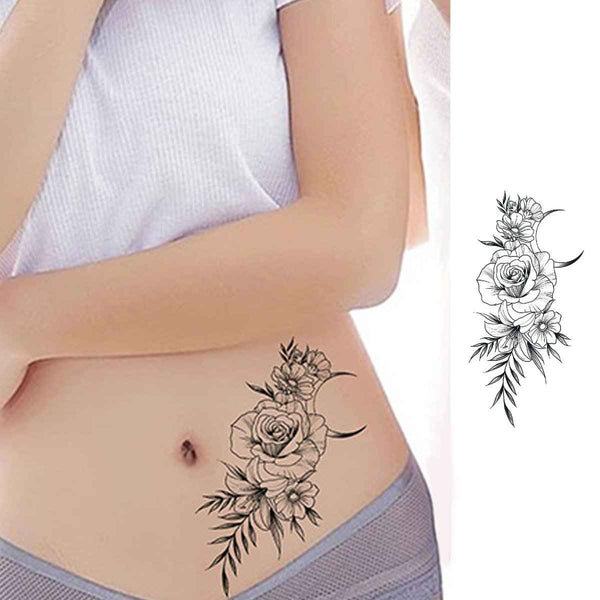 Floral Temporary Tattoos – 5 Waterproof Flower Tattoo Sheets