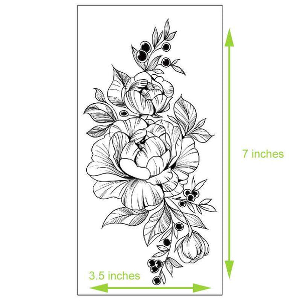 Floral Temporary Tattoos – 5 Waterproof Flower Tattoo Sheets