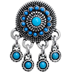 Southwest Blue Drum Dreamcatcher Dangle Double Flare Plug Set 6mm to 25mm