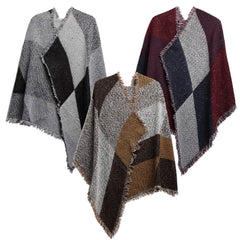 Women Long Soft Knitted Shawl Extra Thick Plaid Blanket Wrap Cape