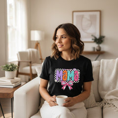 Womens Coquette Mama Shirt Cute Bow Graphic Mothers Day Gift Tee