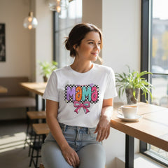 Womens Coquette Mama Shirt Cute Bow Graphic Mothers Day Gift Tee