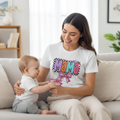 Womens Coquette Mama Shirt Cute Bow Graphic Mothers Day Gift Tee