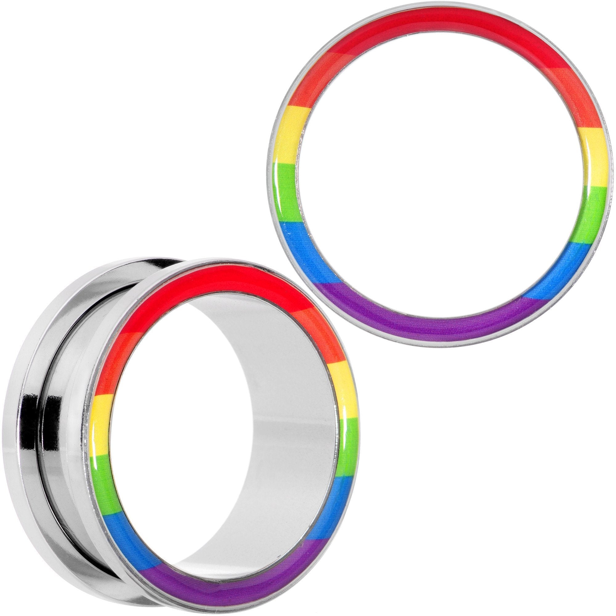 Rainbow Unity Pride Screw Fit Tunnel Plug Set 2G to 1"