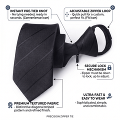 Zipper necktie Polyester Birthday Graduation Gifting Idea Adjustable Pre-Tied Neckwear